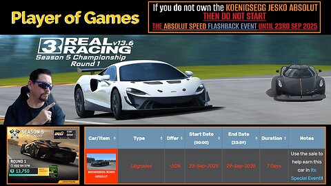 Player of Games: Real Racing 3 Update 13.6: DO NOT START THE ABSOLUT SPEED EVENT UNTIL 23RD SEP 2025