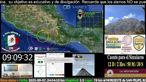 SISMO Magnitud 4.0 Loc 9 km al NORTE de SAN MARCOS, GRO 07/09/25 #noameritoalerta #sasmex
