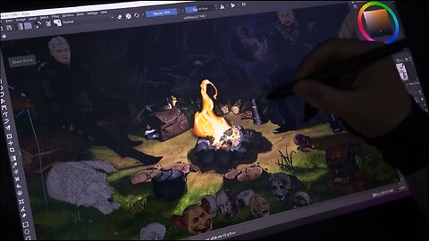 Shading A Comic Panel Part 1: Around The Campfire (Timelapse)