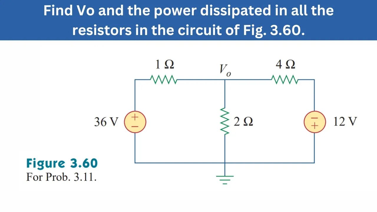 Prob 3.11 | Find Vo & the power dissipated in all the resistors in the circuit | FEC 4th Edition