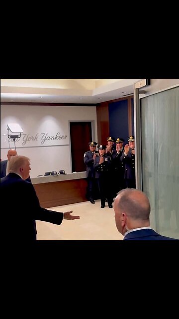 New York City Police Officers give Donald Trump a standing ovation while cheering