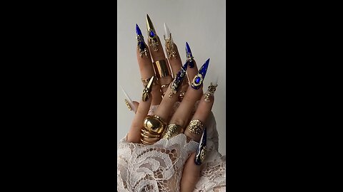 Long Blue Gel Nails with Acrylic Flower Art | Elegant Nail Extension Design 2025