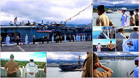 US Marines and Sailors MAN THE RAILS as USS Somerset arrives at Pearl Harbor