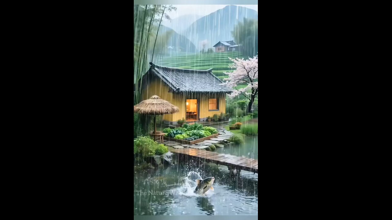 “Unreal Rainfall in a Village House 🌧️🏡”