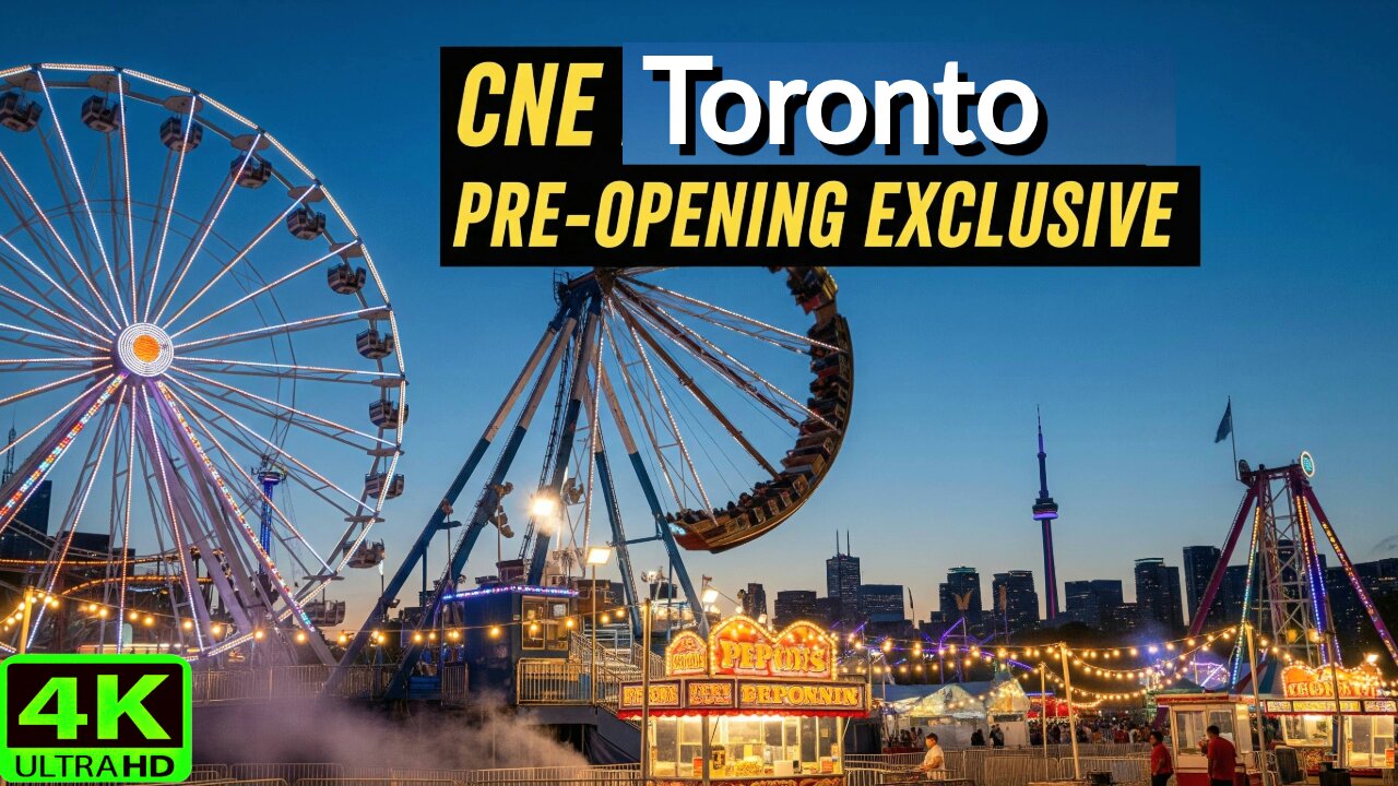 【4K】Toronto CNE Prep Night Before Opening Exhibition Place Evening Canada 🇨🇦🎡