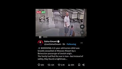 jew attacks Iranian baby at Moscow airport