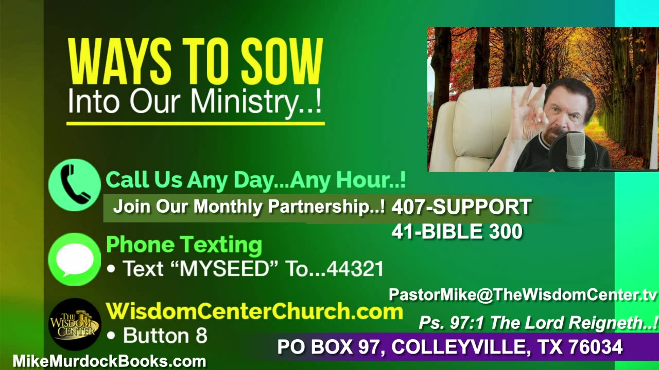 Thurs. Aug. 28 - The Bible World of Mike Murdock...!!!