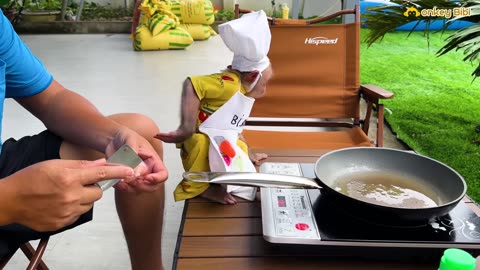 Chef Bibi enliste gets up early to brush teeth and asks Dad to cook favorite breakfast