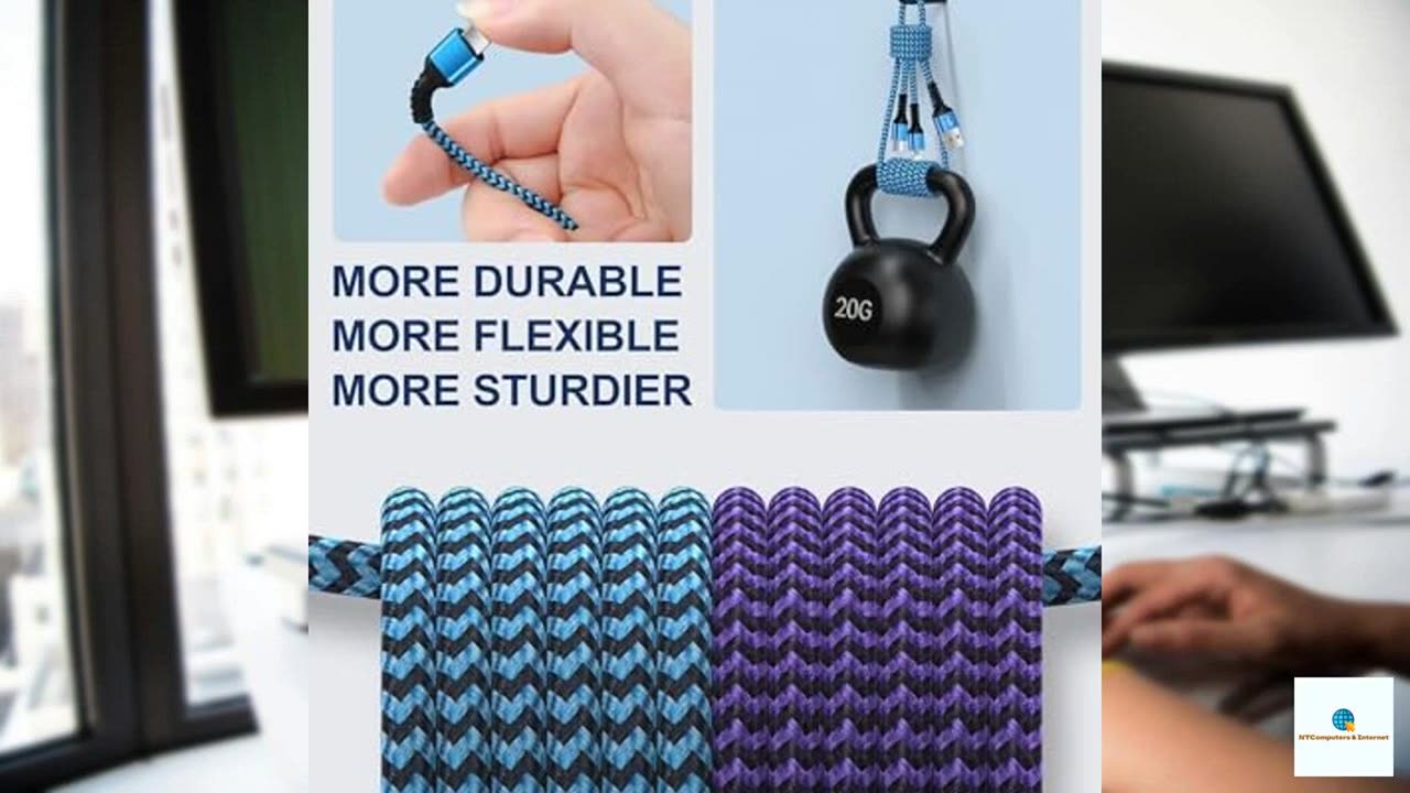 Multi Charging Cable USB to USB C and Lightning Cable, 4ft Braided 2 in 1 Fast USB Cable w