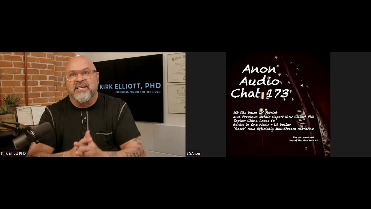 Anon Audio Chat 173 | SG Sits Down w/ Precious Metals Expert Kirk Elliott PhD: $USD "Reset" Officially Main-Stream News (5/9/2025)