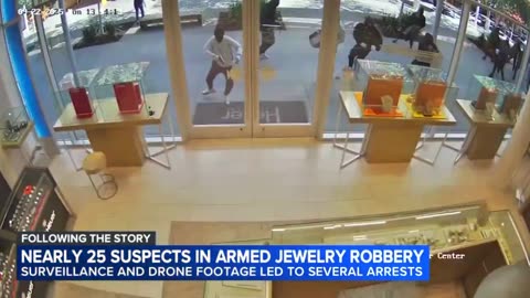 Nearly 25 thugs caught on camera robbing a jewelry store in San Ramon, California 
