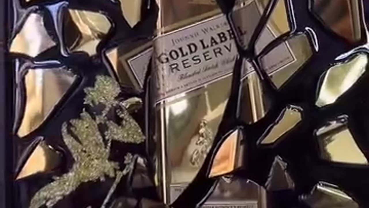 Eye-catching sign with a whiskey bottle