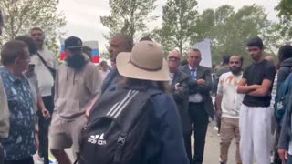 The woman doesn't want Muslims in Britain and tells them to leave.