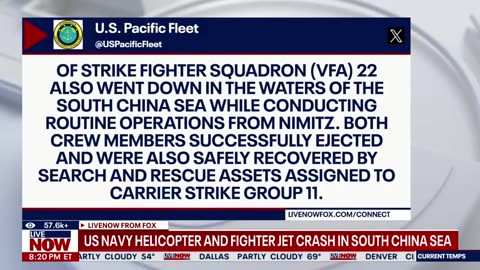 U.S. Navy helicopter and fighter jet crash in South China Sea