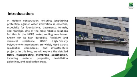 HDPE waterproofing membrane specification