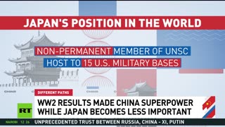 WWII results made China superpower while Japan becomes less important