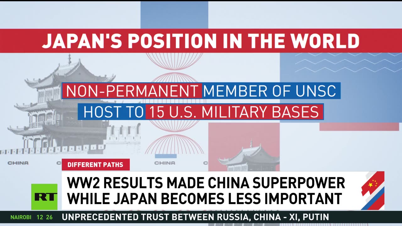 WWII results made China superpower while Japan becomes less important