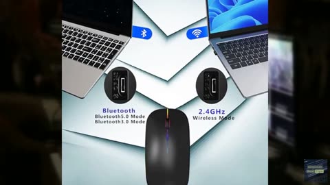 WREANU Wireless Bluetooth Mouse Rechargeable Laptop Mice with LED Lights Silent