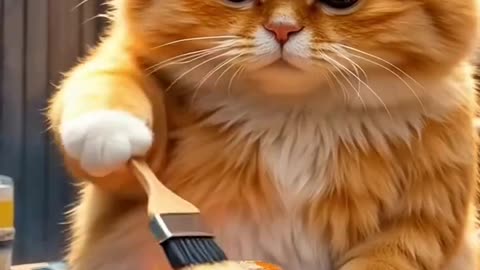 Cute cat shoots buffalo