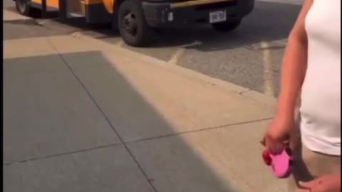 A male Toronto school bus driver showed up to work wearing a pink, schoolgirl outfit
