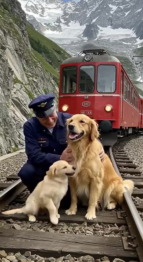 Golden Retriever Mom and Puppy Save a Train