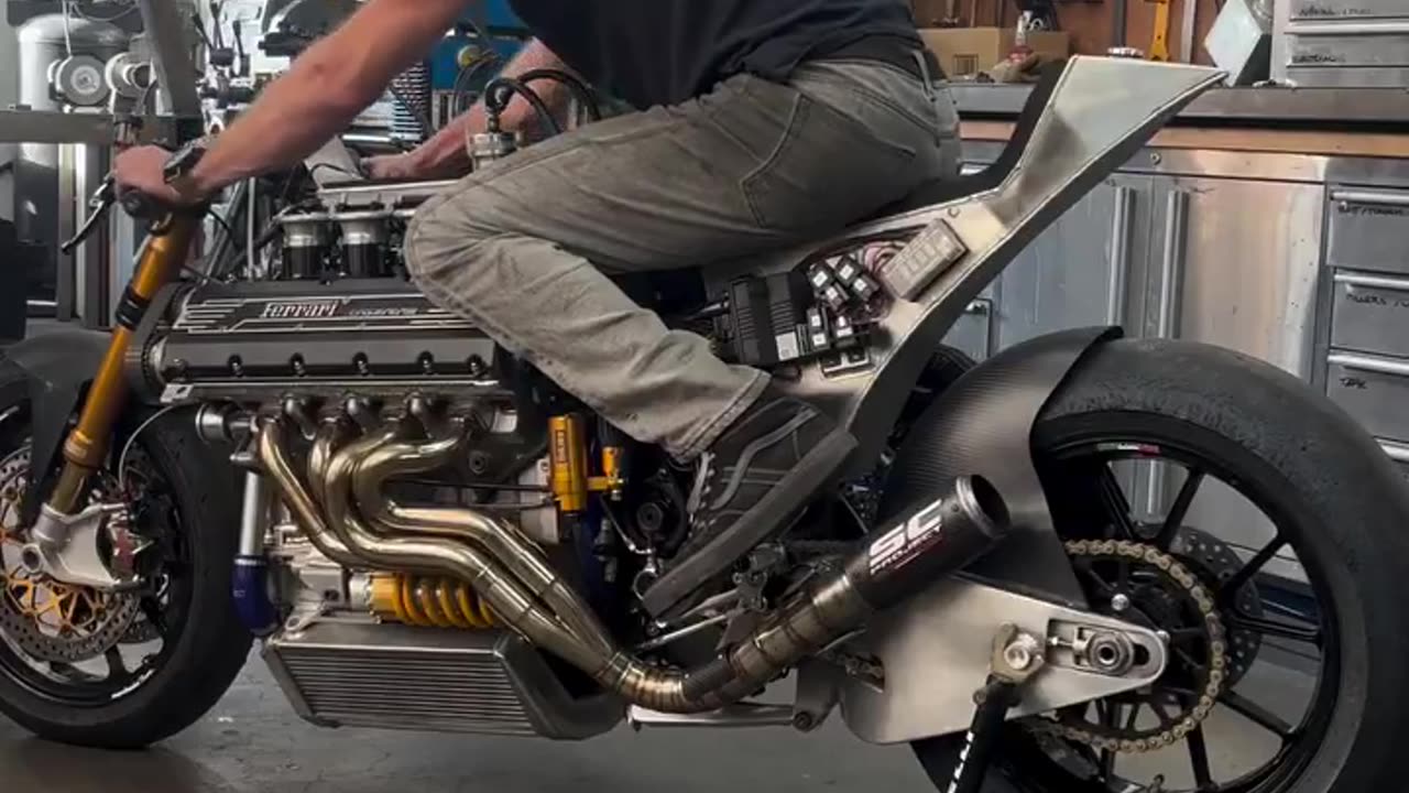 Man builds motorcycle with Ferrari F355 V8 engine