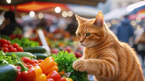 #CuteCat #CatMom Kitten Teams Up with Mama Cat to Sell Strawberry