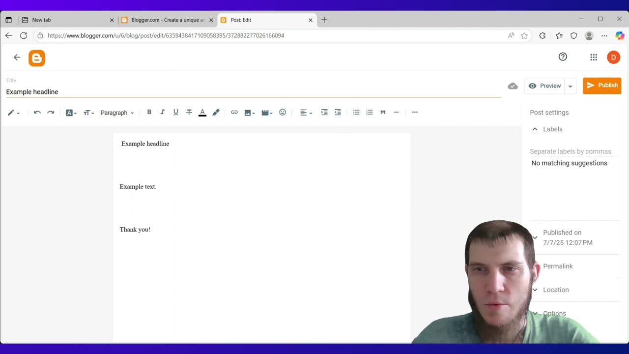 9.2 Creating blog page (/post /article) in Blogger com (blogspot com) - technical part