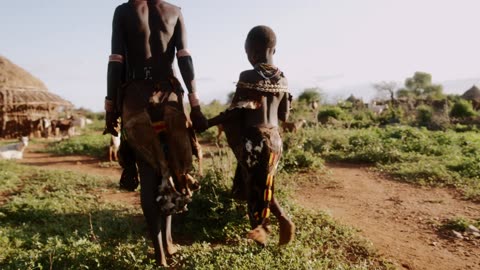 village atmosphere in the afternoon