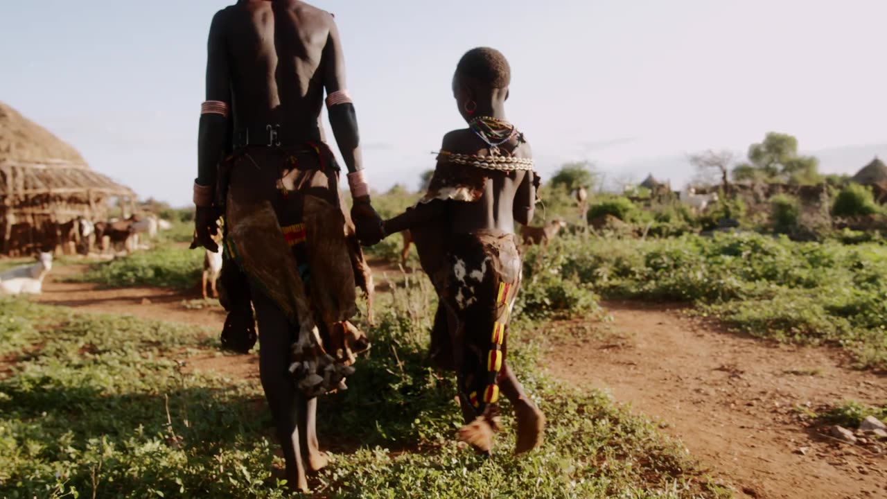 village atmosphere in the afternoon