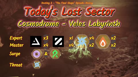 Destiny 2: 5-1-25 Veles Labyrinth is the Lost Sector. Void/Strand Surge.