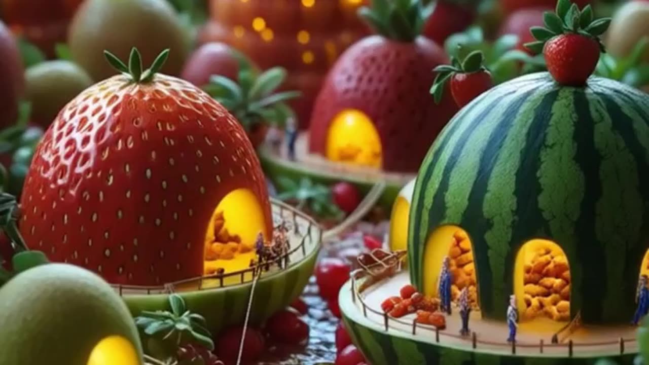 🍇 Miniature Cities & Futuristic Fruit Worlds