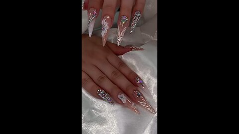 💎 Luxury Acrylic Stone Nails Art | Trendy Long Nails Design 2025 ✨