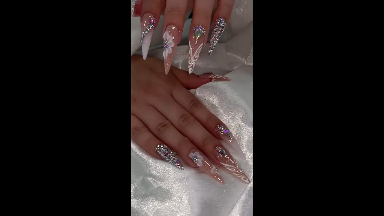 💎 Luxury Acrylic Stone Nails Art | Trendy Long Nails Design 2025 ✨