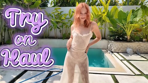 [4K] Alice's Transparent White Sheer DRESS Try-On Haul 2025