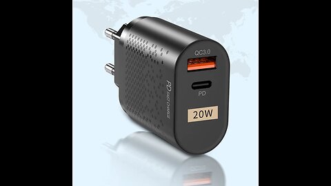 20W QC3.0 PD Fast Charging Wall Charger, with USB-A & Type-C Ports, for Phone, Tablet & More(2-Pack)