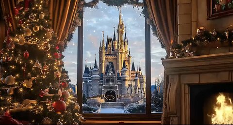RELAXING Disney Christmas Music Ambience By The Fireplace 6 Hour.
