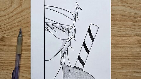 drawing step by step for beginners | how to draw anime ninja | ninja anime half face tutorial