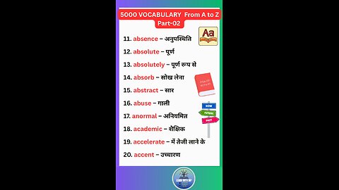 Most important 5000 vocabulary for ssc, bank, nda exams part 02 #english #vocabulary #shorts