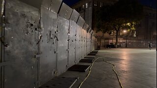 Barrier Up Outside National Palace in Mexico City Ahead of Planned Protest