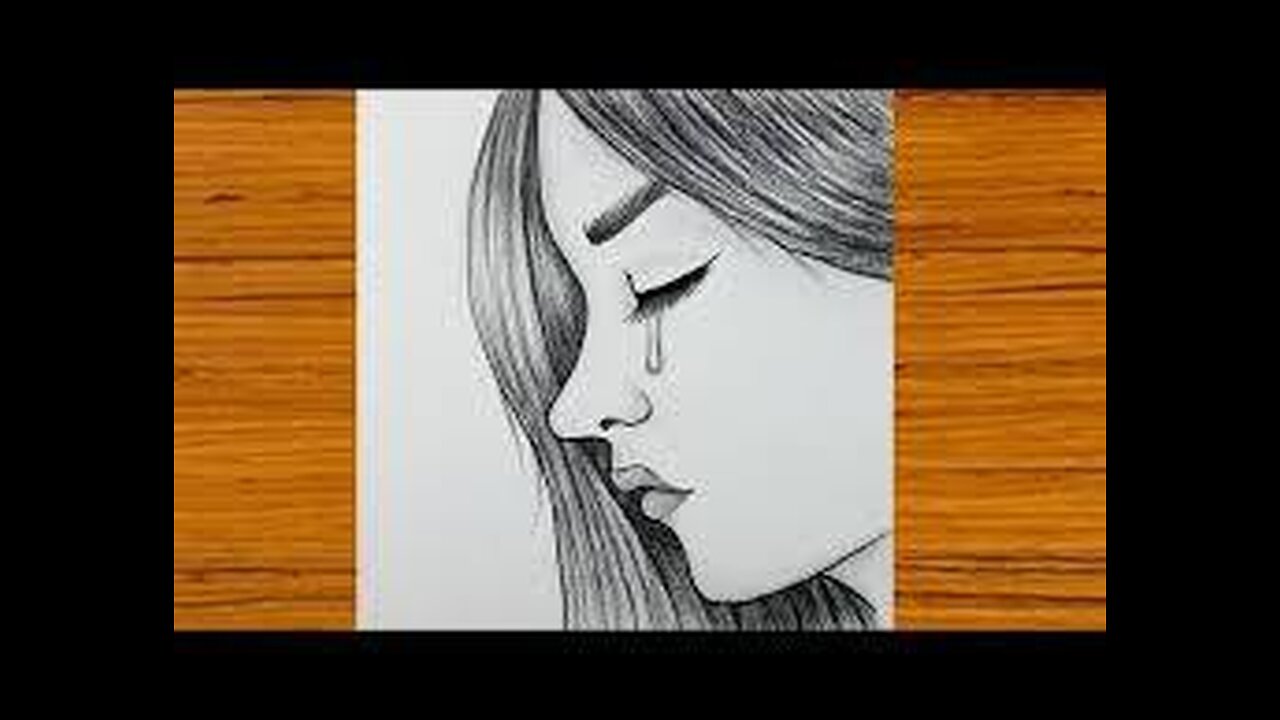 drawing of a sad girl