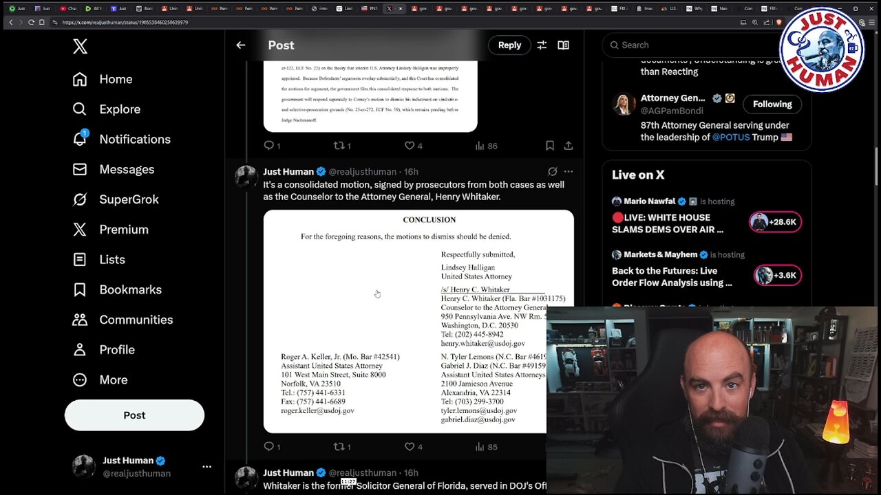 New Order From AG Bondi and New Filing From DOJ Defend Appointment of Halligan to EDVA