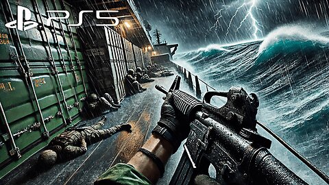 (PS5) NO CORAÇÃO DA TEMPESTADE: A BATALHA NO OCEANO! Imersão REALISTA - COD MW REMASTERED (4K60FPS)