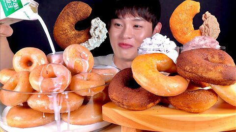 Milk With Glazed Doughnuts Choco Cinnamon Sugar Doughnut MuKBang