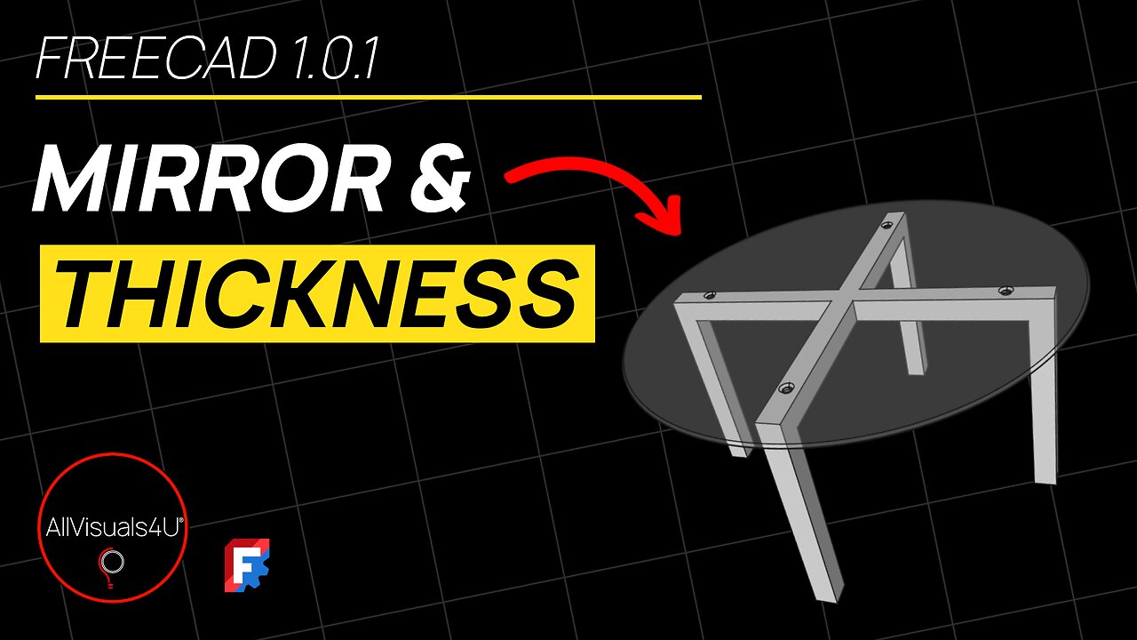 🍹 3D Table Design - FreeCAD Thickness - FreeCAD Polar Pattern Tutorial - FreeCAD Mirror | #Shorts