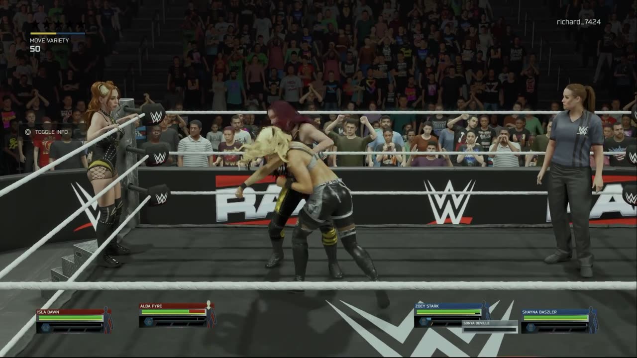 wwe 2k25 240 universe Alba Fyre and Isla Dawn VS Shayna Baszler and Zoey Stark