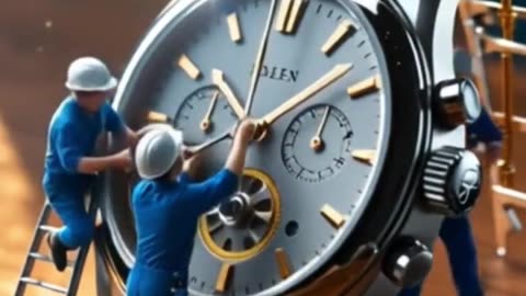 Tiny Workers Repairing a Giant Watch
