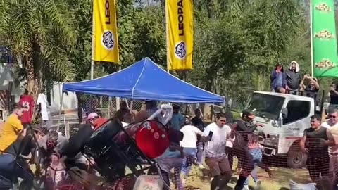 Wacky Soapbox Car Topples Spectators