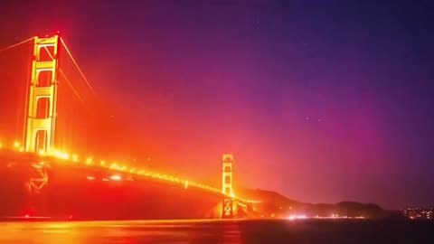 Northern Lights seen from the Golden Gate Bridge in San Francisco