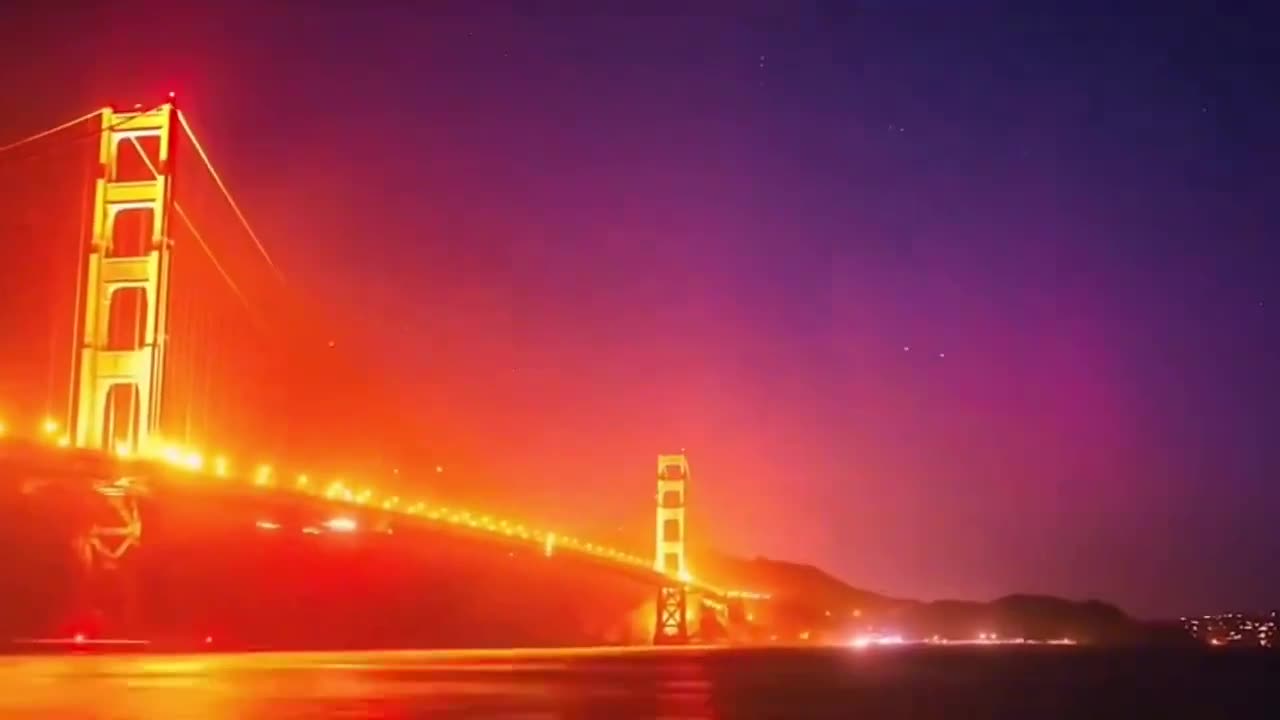Northern Lights seen from the Golden Gate Bridge in San Francisco